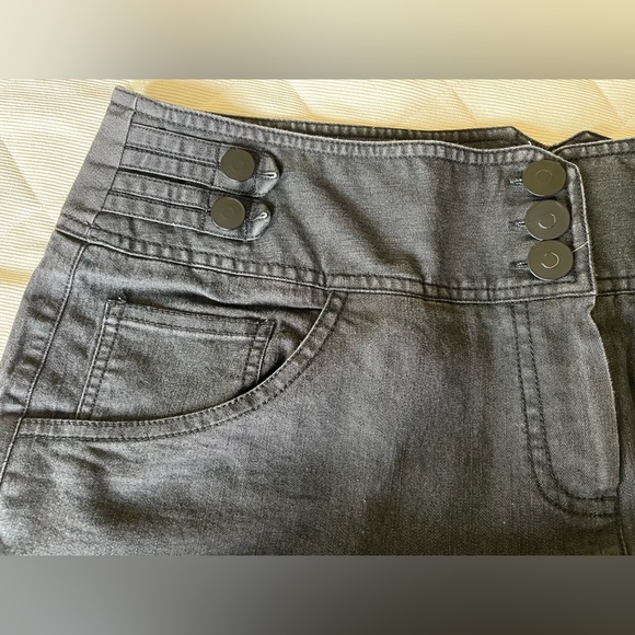 Dark gray cropped capri jeans stone washed look comfy loose straight leg US 16 - Picture 8 of 15